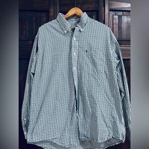 Izod blue and green plaid‎ shirt size large